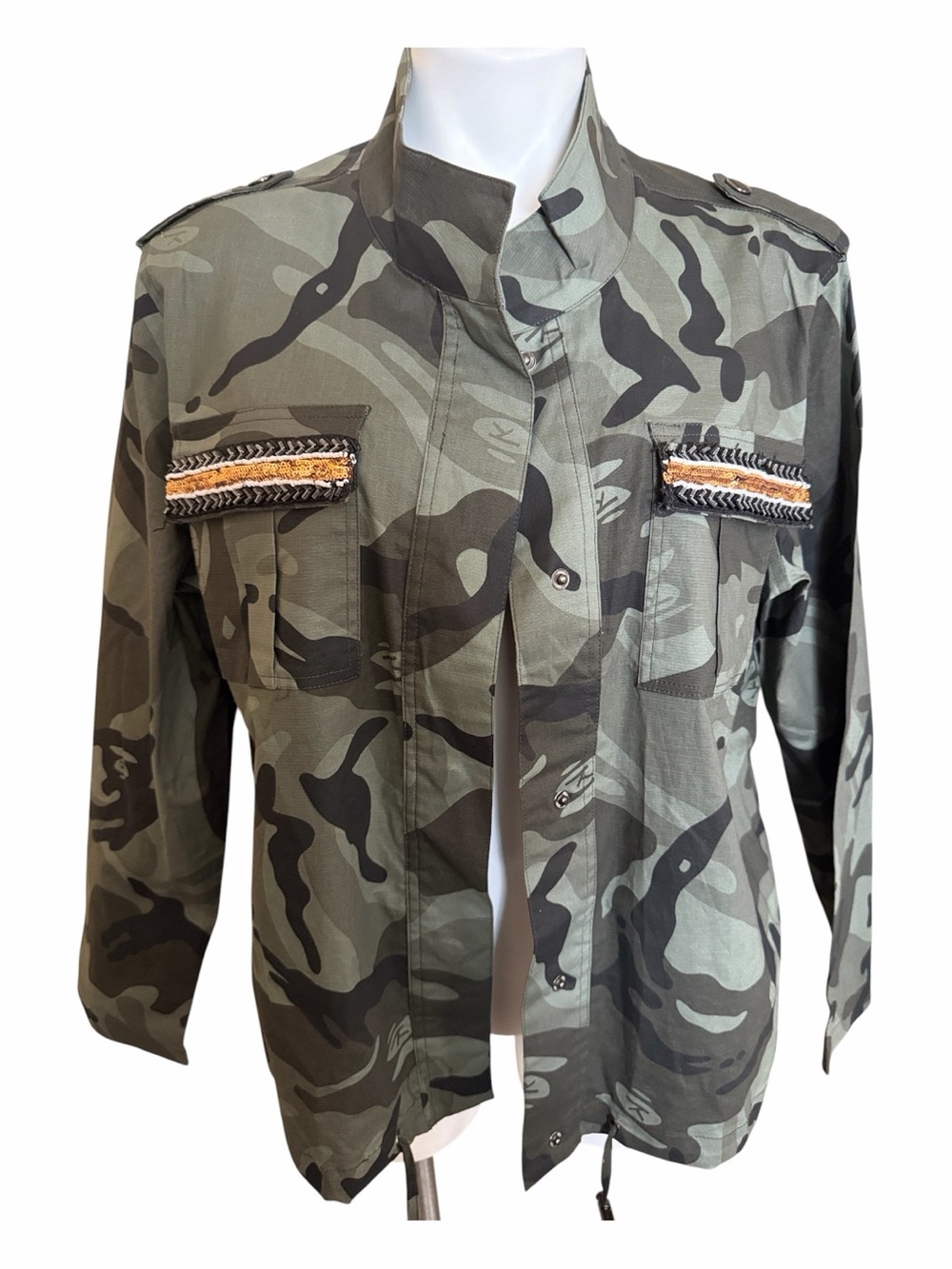 Military-Style Green Camo Utility Jacket
